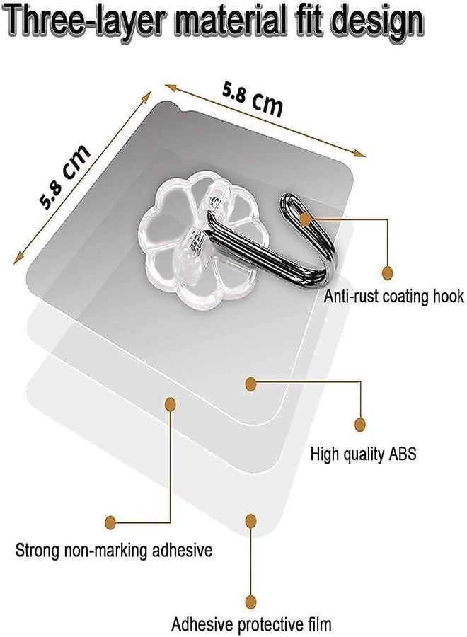 RUJVE Flower Adhesive Wall Hook, 5 Pack Heavy Duty Hooks for Wall Hanging, Strong | Self-Adhesive Sticker Hooks for Walls | Waterproof Wall Hanger Hook for Hanging Coats, Keys, and Heavy Items RFH-2 - Image 2