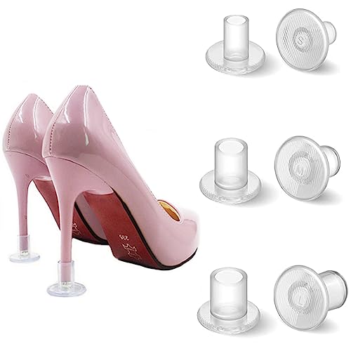 Bowiemall High Heel Protectors 3 Pairs Shoe Heel Savers Stoppers Covers For Walking On Grass Uneven Floor High Heel Grass Protector For Women - Transparent (Size S M L). - Image 1