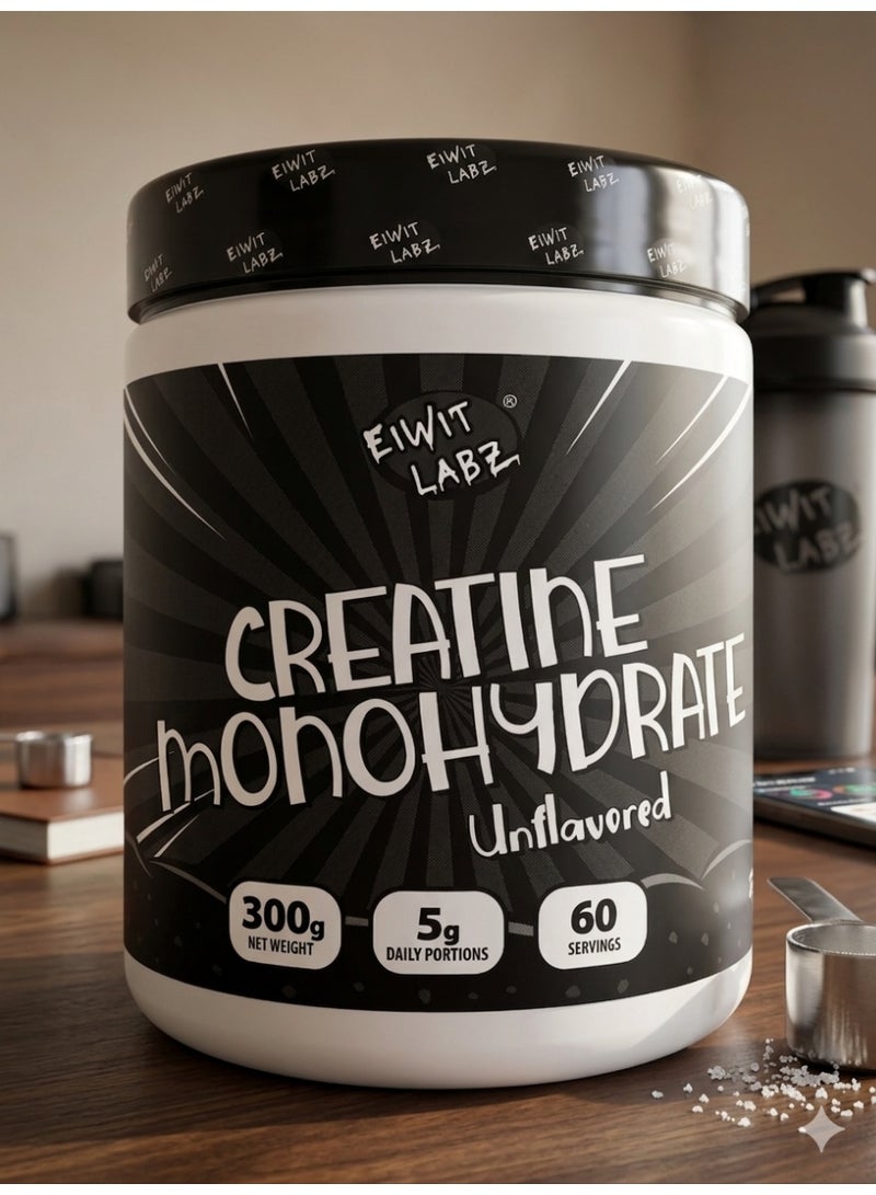 Eiwit Labz Creatine Monohydrate Unflavored 300g – Pure Micronized Creatine for Strength & Muscle Performance | 60 Servings - Image 3