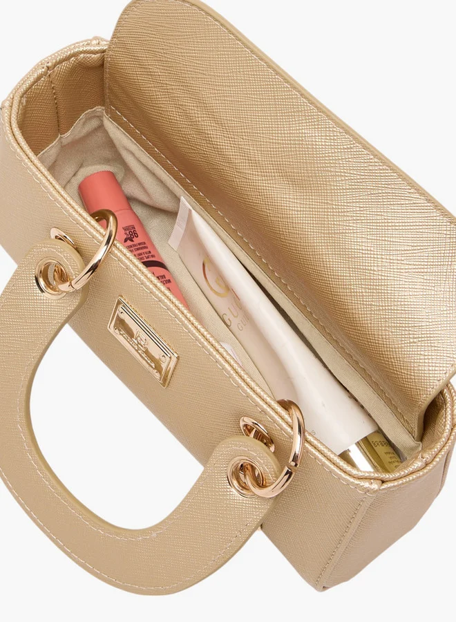 فلورا بيلا من شو إكسبرس Textured Crossbody Bag with Detachable Strap and Charm Detail