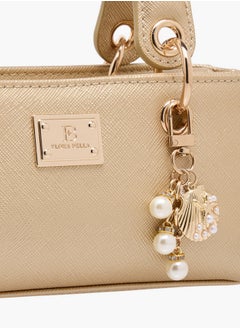 Flora Bella By Shoexpress Textured Crossbody Bag with Detachable Strap and Charm Detail  - Image 4