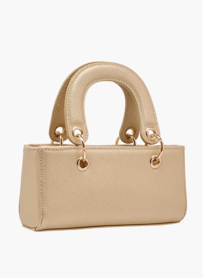 فلورا بيلا من شو إكسبرس Textured Crossbody Bag with Detachable Strap and Charm Detail