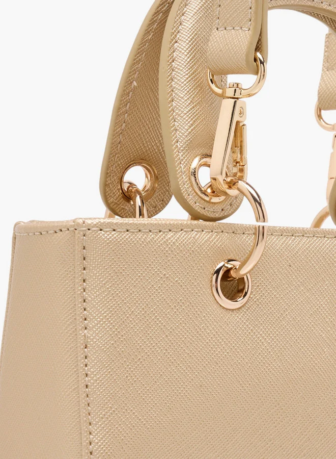 فلورا بيلا من شو إكسبرس Textured Crossbody Bag with Detachable Strap and Charm Detail