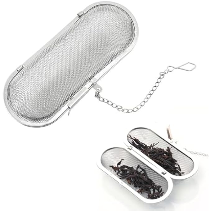 nalaina Stainless Steel Mesh Tea Ball Spice Strainer Tea Strainer With Hanging Chain Fine Mesh For Loose Leaf Tea Spices Seasonings - Image 1