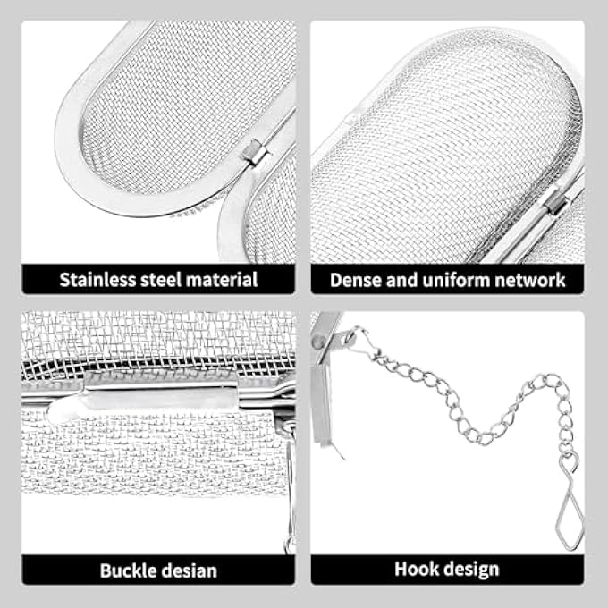 nalaina Stainless Steel Mesh Tea Ball Spice Strainer Tea Strainer With Hanging Chain Fine Mesh For Loose Leaf Tea Spices Seasonings - Image 4