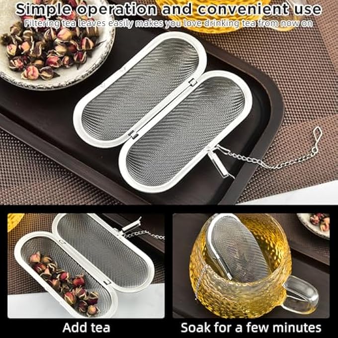 nalaina Stainless Steel Mesh Tea Ball Spice Strainer Tea Strainer With Hanging Chain Fine Mesh For Loose Leaf Tea Spices Seasonings - Image 5