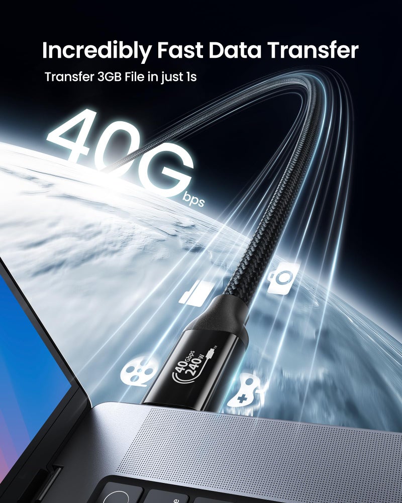 Silkland 240W USB C to USB C Cable 1FT, [USB-IF Certified] USB C Fast Charging Cable, 40Gbps Data Transfer/8K Display USB 4 Cable for Thunderbolt 4, Compatible for iPhone 17/16, MacBook, Mac mini, SSD - Image 2