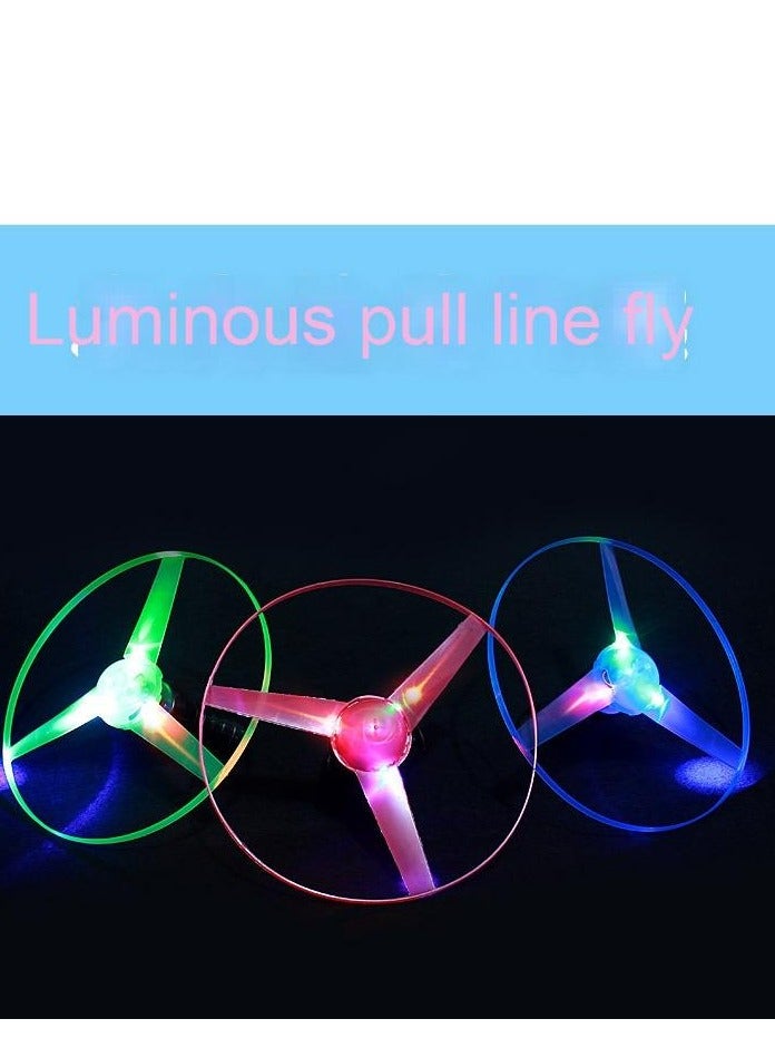 LED Light-Up Pull String Flying Disc – Large Spinning Flashing Frisbee with 25 cm Diameter & Launcher | Outdoor Glow-in-the-Dark Disc with Multi-Color Rotating LED Lights | Random Colors | Fun Nighttime Play - Image 4