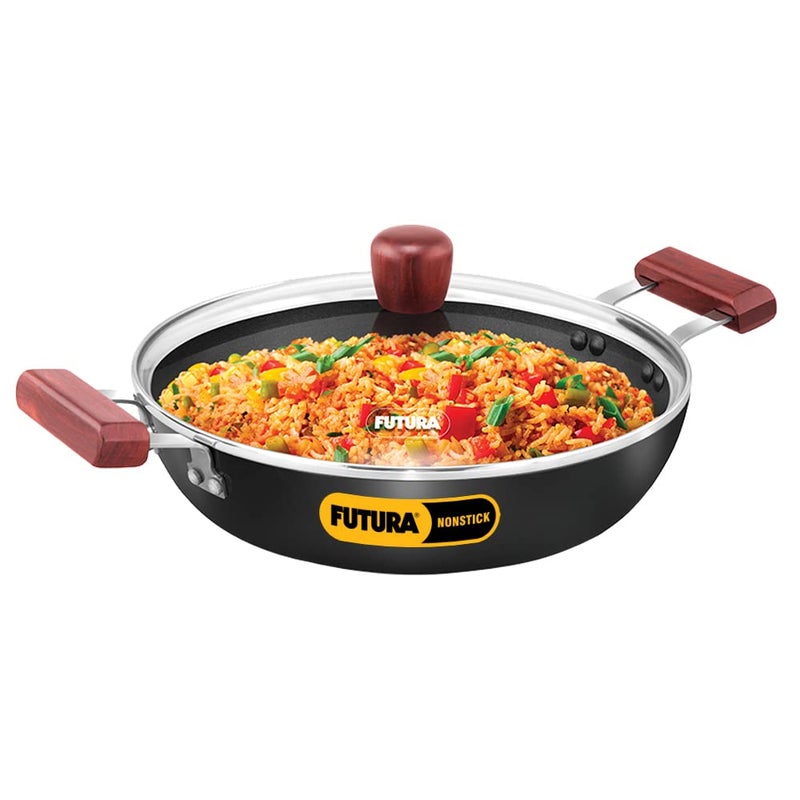 Hawkins Futura 3 Litre Cook n Serve Fry Pan, 26cm Non Stick Fry Pan with Glass Lid, Big Fry Pan, Black (NCF26G) - Image 1