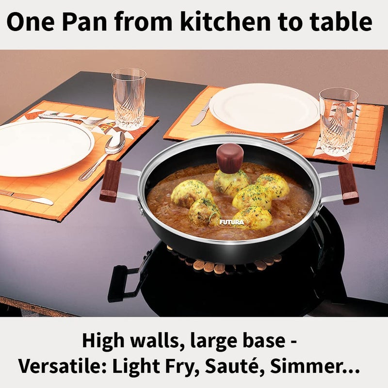 Hawkins Futura 3 Litre Cook n Serve Fry Pan, 26cm Non Stick Fry Pan with Glass Lid, Big Fry Pan, Black (NCF26G) - Image 5