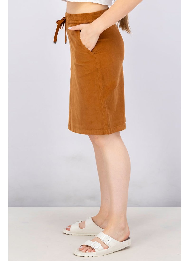 Tchibo Women Textured Cord Mini Skirt, Brown - Image 5