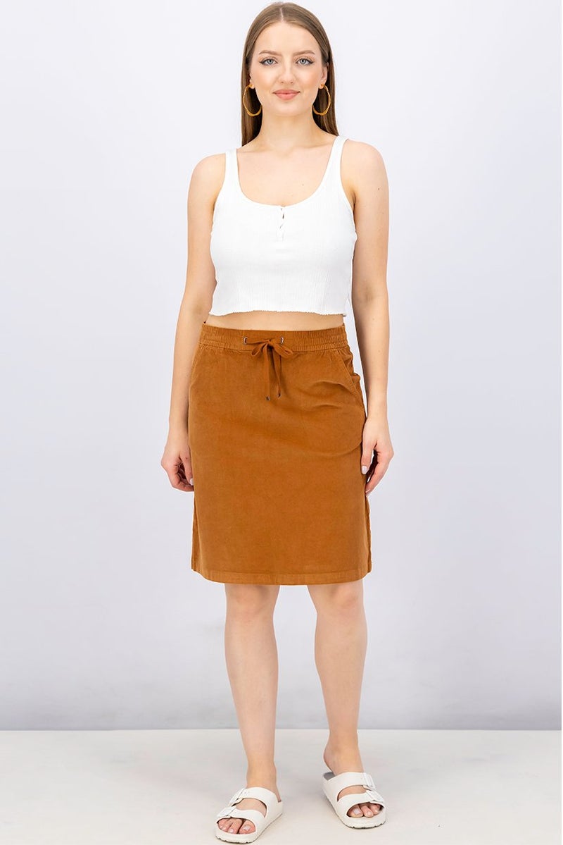 Tchibo Women Textured Cord Mini Skirt, Brown - Image 4