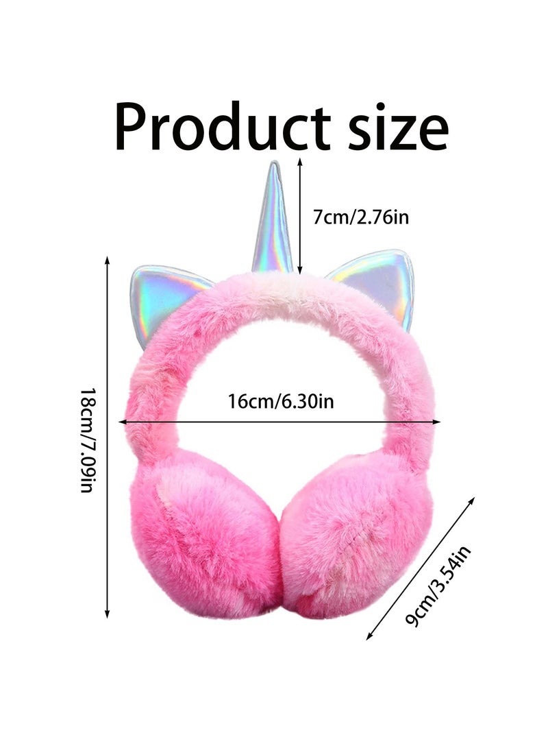Rainbow Unicorn Earmuffs Warm Cute Winter Ear Warmers Portable Soft Plush Ear Muff Comfortable Outdoor Winter Ear Warmers - Image 2