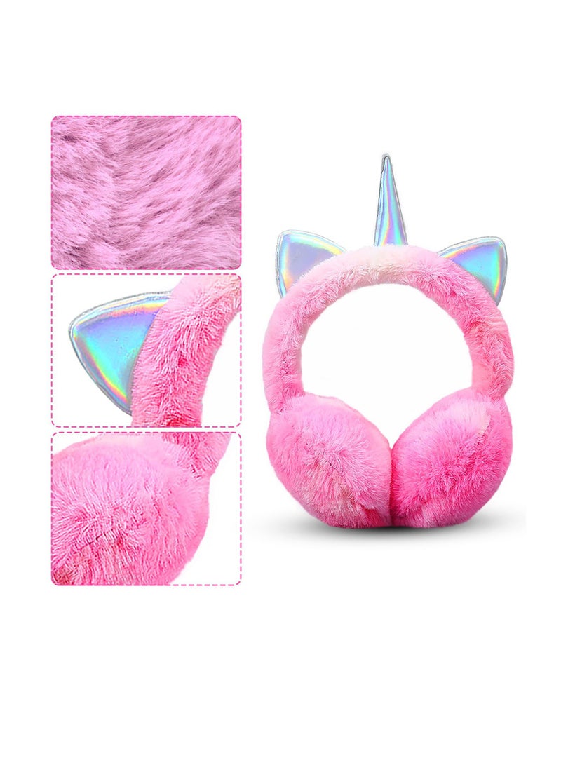 Rainbow Unicorn Earmuffs Warm Cute Winter Ear Warmers Portable Soft Plush Ear Muff Comfortable Outdoor Winter Ear Warmers - Image 3