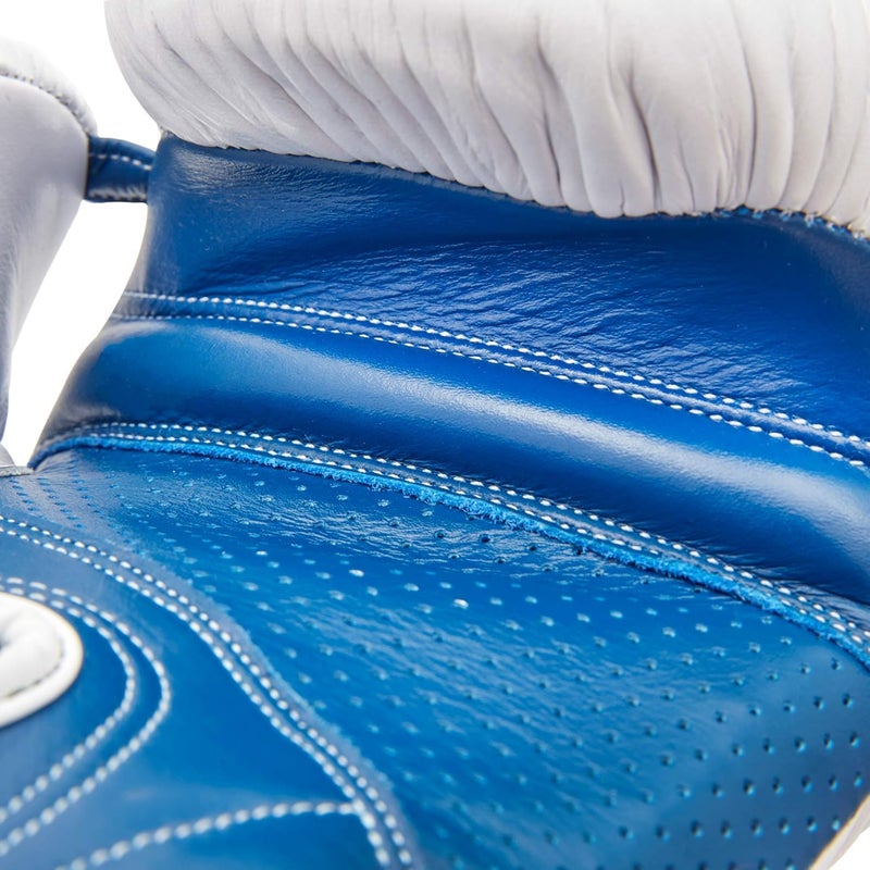 Reebok قفازات الملاكمة الجلدية من ريبوك - 14 أونصة أبيض/أزرق - Image 2