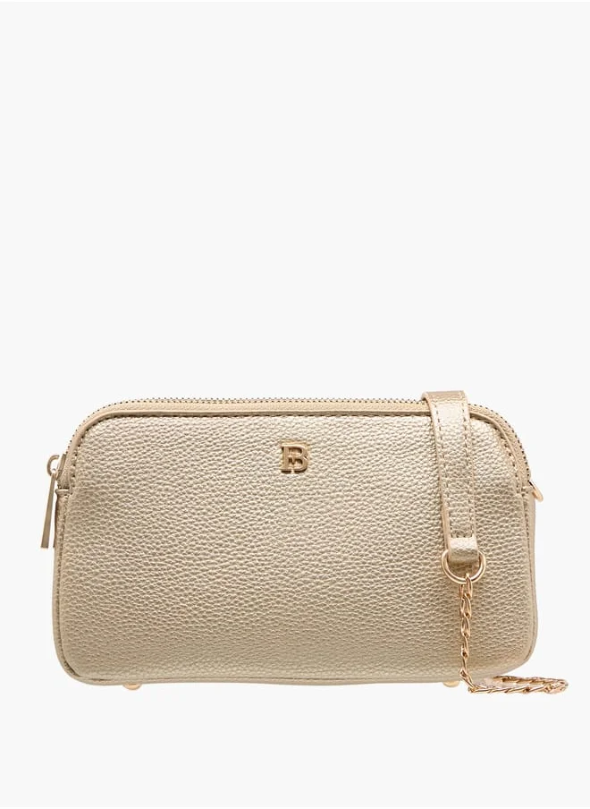 Flora Bella By Shoexpress Women Textured Crossbody Bag with Chain Strap and Zip Closure