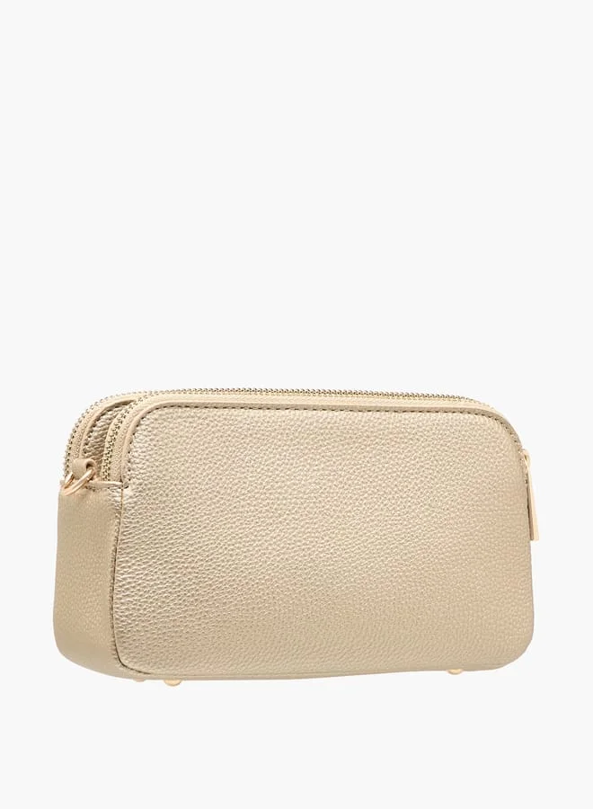 Flora Bella By Shoexpress Women Textured Crossbody Bag with Chain Strap and Zip Closure