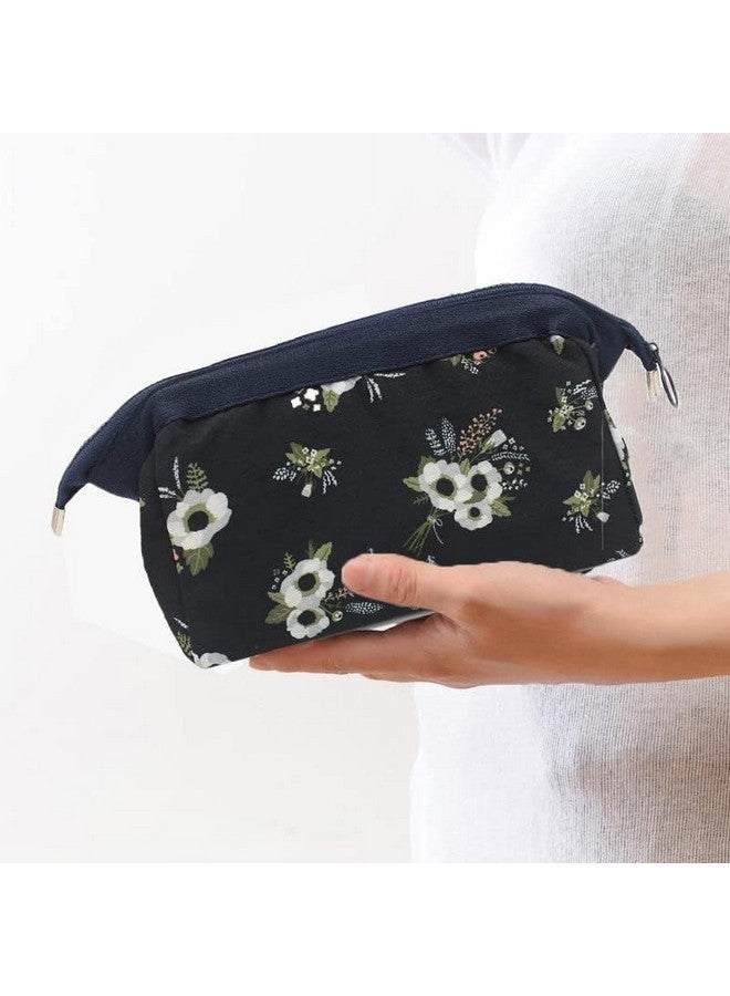 AIMERS Floral Printed Cosmetic Toiletry Bag Travel Kit Large Makeup Organizer with Zipper, Portable Women's Vanity Case for Makeup, Brushes, and Grooming Essentials Pack of 2 - Image 2