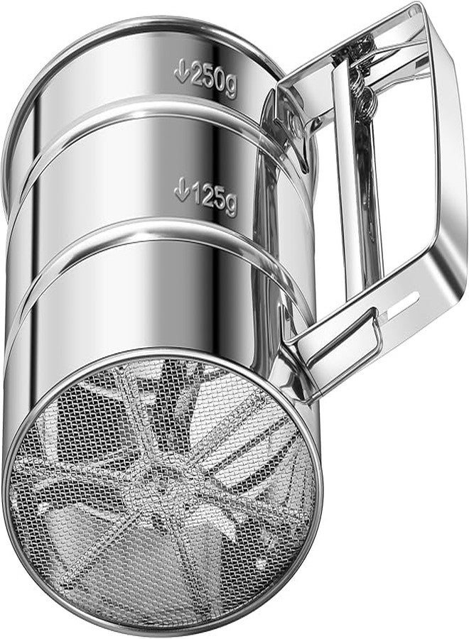 TRYV Manual Flour Sifter, Stainless Steel, Atta Chhani, Handheld Baking Sieve, Corrosion-Resistant, One-Hand Operated, Lightweight Kitchen Tool for Baking & Cooking - Image 1