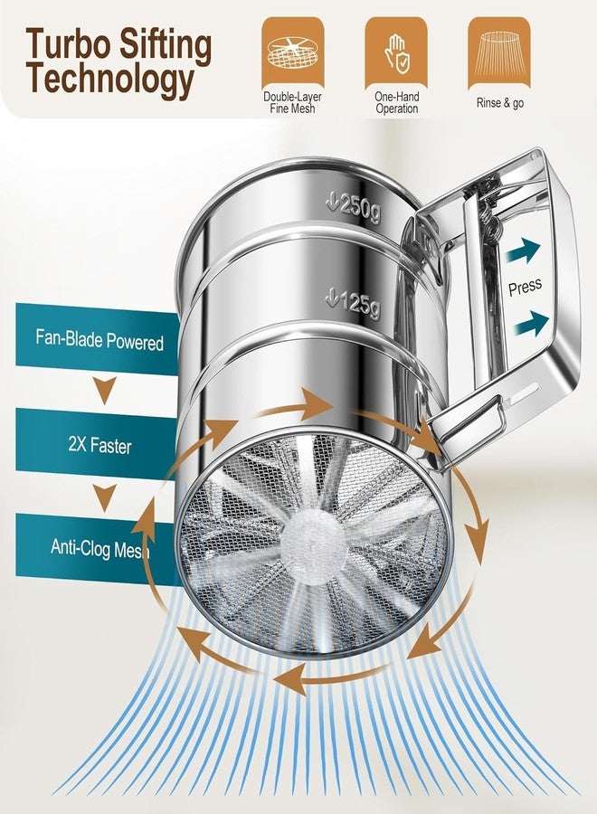 TRYV Manual Flour Sifter, Stainless Steel, Atta Chhani, Handheld Baking Sieve, Corrosion-Resistant, One-Hand Operated, Lightweight Kitchen Tool for Baking & Cooking - Image 3