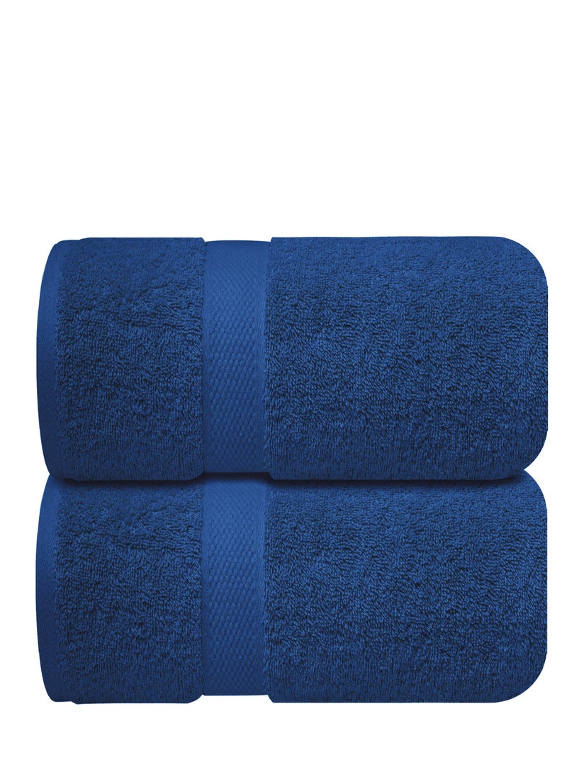 Infinitee Xclusives Premium Blue Bath Sheets – Pack of 2, 35 x 70 Inches (90cm x 180cm) Large Bath Sheet Towel - 100% Cotton Ultra Soft and Absorbent Oversized Towels for Bathroom, Hotel & Spa Quality Towel by Infinitee Xclusives  - Image 1
