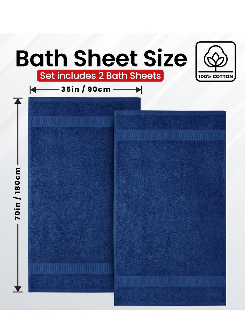 Infinitee Xclusives Premium Blue Bath Sheets – Pack of 2, 35 x 70 Inches (90cm x 180cm) Large Bath Sheet Towel - 100% Cotton Ultra Soft and Absorbent Oversized Towels for Bathroom, Hotel & Spa Quality Towel by Infinitee Xclusives  - Image 2