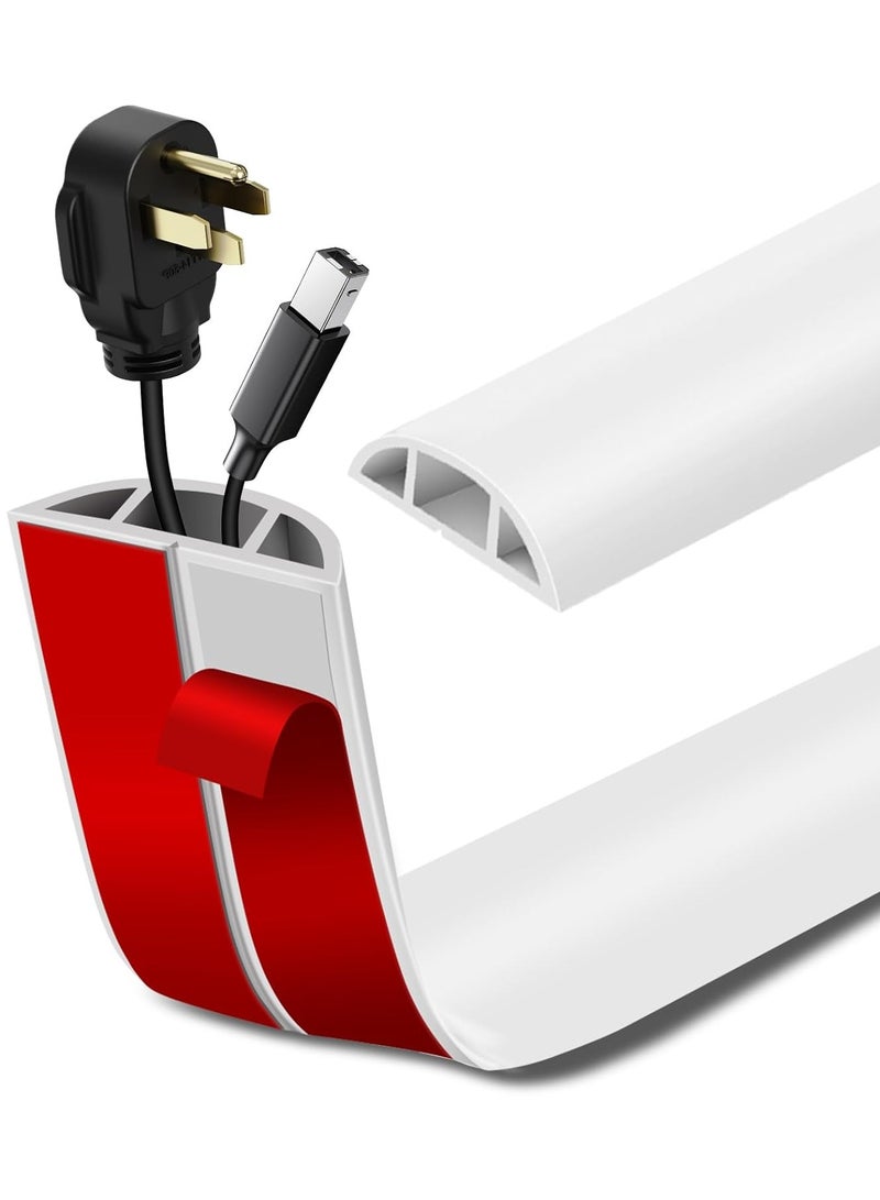 10Ft Floor Cord Cover Cable Cavity,Self Adhesive Cord Hider Floor Extension Cord Covers for Floor Power Cord Protector Cable Management Prevent Cable Trips Cable Cavity 0.41"W x 0.24"H,White - Image 1