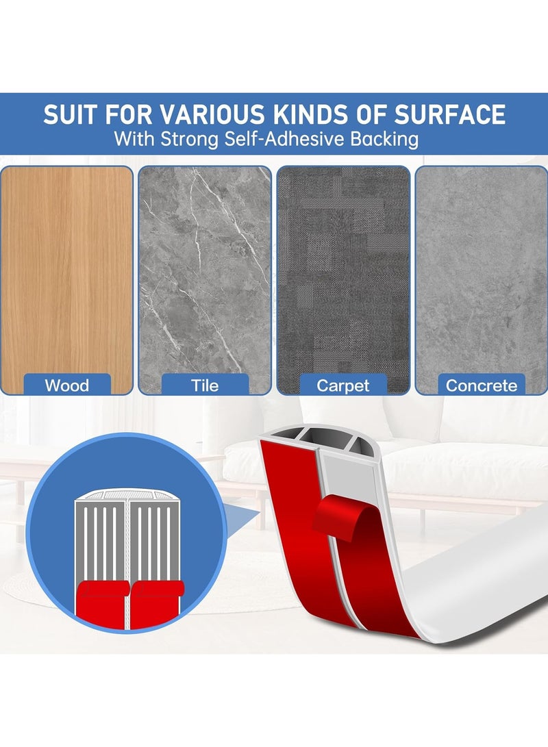 10Ft Floor Cord Cover Cable Cavity,Self Adhesive Cord Hider Floor Extension Cord Covers for Floor Power Cord Protector Cable Management Prevent Cable Trips Cable Cavity 0.41"W x 0.24"H,White - Image 4