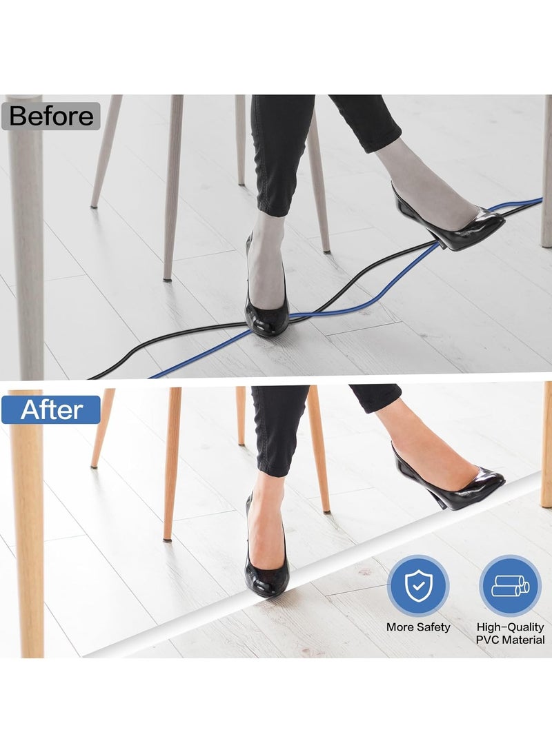 10Ft Floor Cord Cover Cable Cavity,Self Adhesive Cord Hider Floor Extension Cord Covers for Floor Power Cord Protector Cable Management Prevent Cable Trips Cable Cavity 0.41"W x 0.24"H,White - Image 5