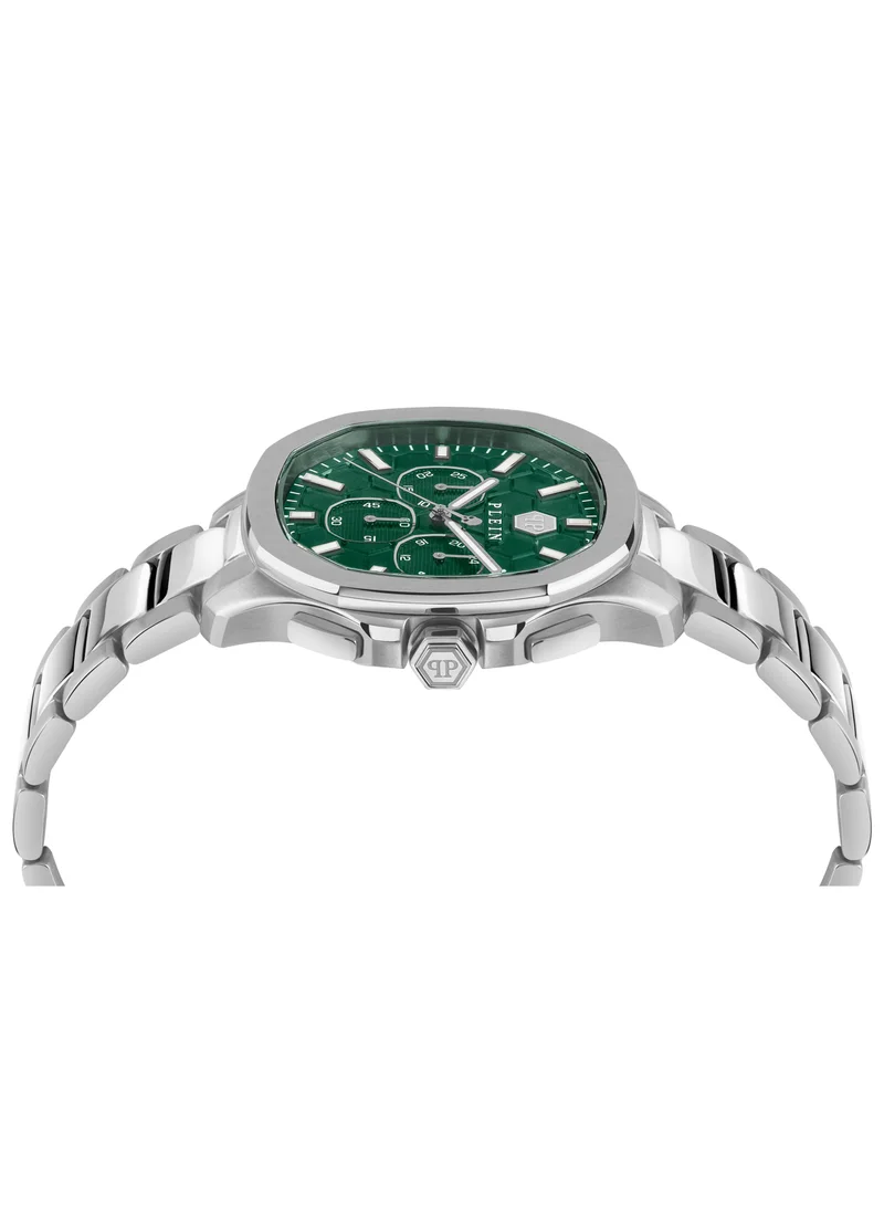 PHILIPP PLEIN Spectre Chronograph Watch For Men With With Silver Stainless Steel Bracelet 44 Mm 5 Atm