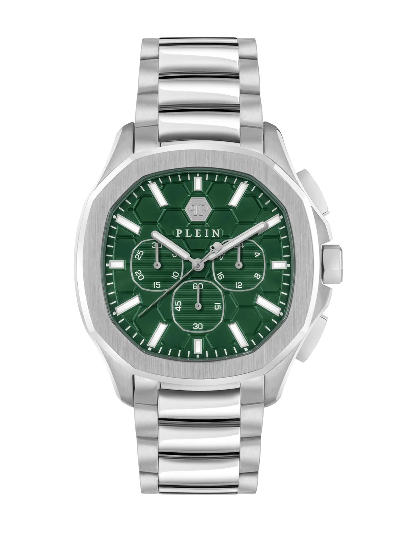 PHILIPP PLEIN Spectre Chronograph Watch For Men With With Silver Stainless Steel Bracelet 44 Mm 5 Atm