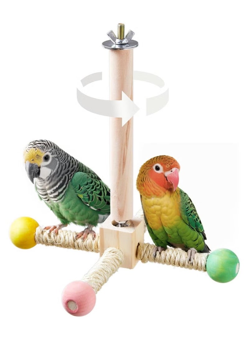 إيليلي لعبة حامل الطيور، لعبة مجثم مصنوعة من خشب الفلفل الطبيعي، عجلة تمارين خشبية، ألعاب ببغاء، أرجوحة خشبية، عجلة فيريس دوارة تفاعلية، ألعاب ببغاء للكونيور الرمادي الأفريقي، كوكاتيل - Image 1