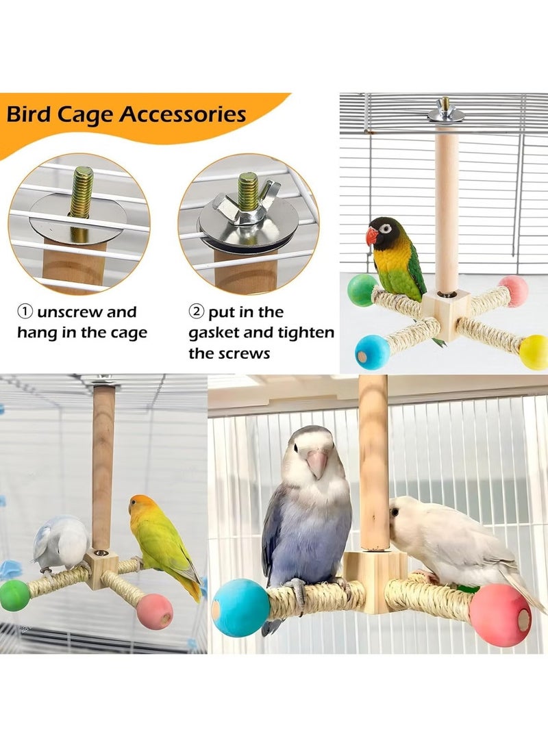 إيليلي لعبة حامل الطيور، لعبة مجثم مصنوعة من خشب الفلفل الطبيعي، عجلة تمارين خشبية، ألعاب ببغاء، أرجوحة خشبية، عجلة فيريس دوارة تفاعلية، ألعاب ببغاء للكونيور الرمادي الأفريقي، كوكاتيل - Image 2