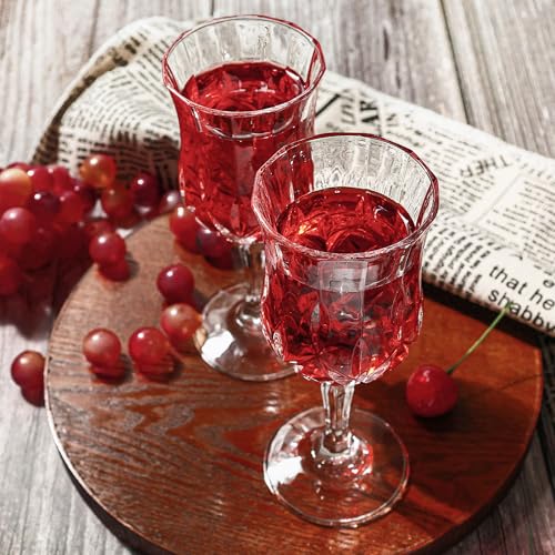 HAKEEMI Wine Glasses Set of 12, 7 oz Elegant Goblets with Vintage Cut Design, Durable Glassware for Red & White Wine, Perfect for Parties, Weddings and Home (12 PCS) - Image 3