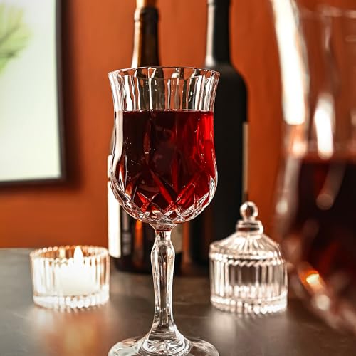 HAKEEMI Wine Glasses Set of 12, 7 oz Elegant Goblets with Vintage Cut Design, Durable Glassware for Red & White Wine, Perfect for Parties, Weddings and Home (12 PCS) - Image 4