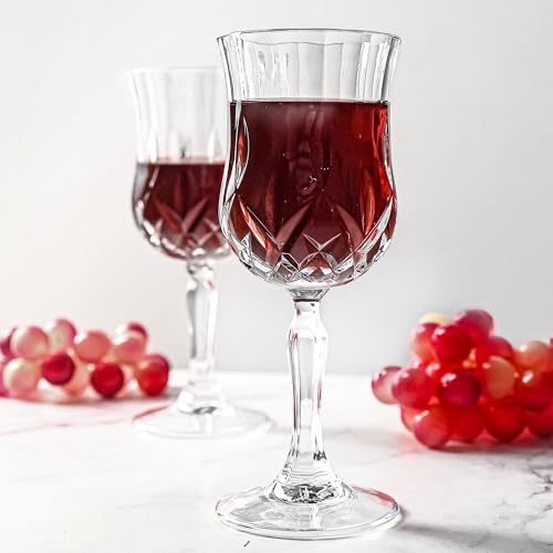 HAKEEMI Wine Glasses Set of 12, 7 oz Elegant Goblets with Vintage Cut Design, Durable Glassware for Red & White Wine, Perfect for Parties, Weddings and Home (12 PCS) - Image 5
