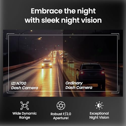 IZI Drive N700 Dash Cam 2.5K 25FPT 5MP Car Dashboard Camera with 170° Wide Angle WiFi Super Night Vision G-Sensor Emergency Recording Parking Monitor Loop Recording Supports up to 512GB for Cars SUVs - Image 5