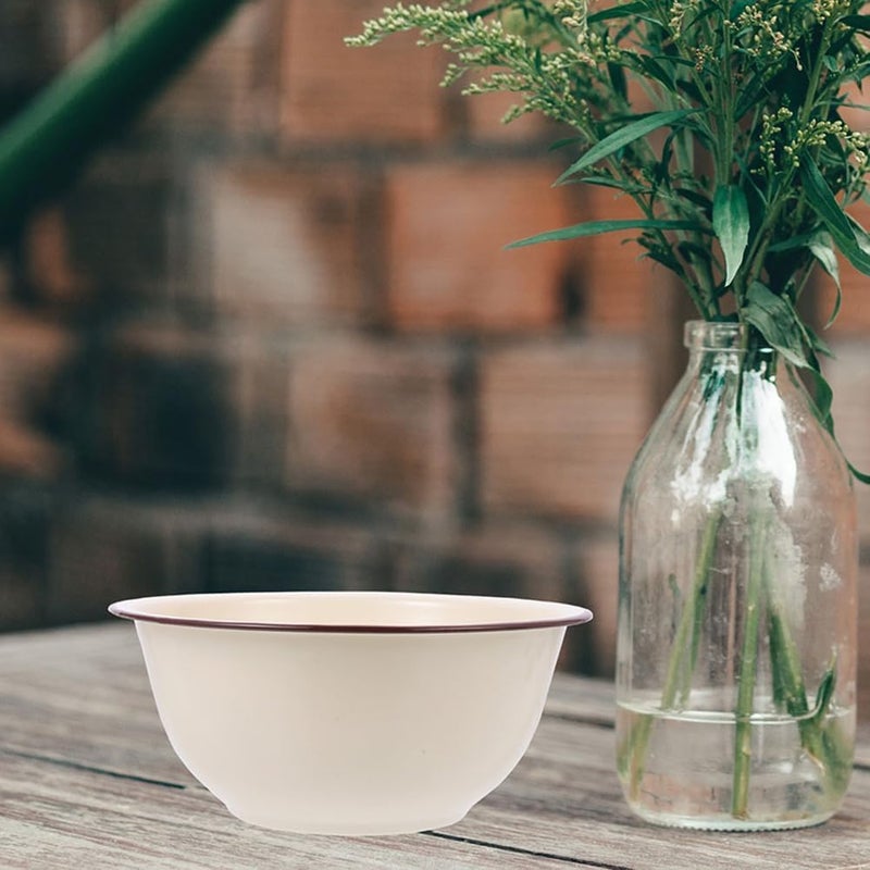 Amosfun Retro Enamel Bowl 3 Quart Enamel Mixing Bowl Enamelware Soup Basin for Fruit Salad Pasta Dinner - Image 5