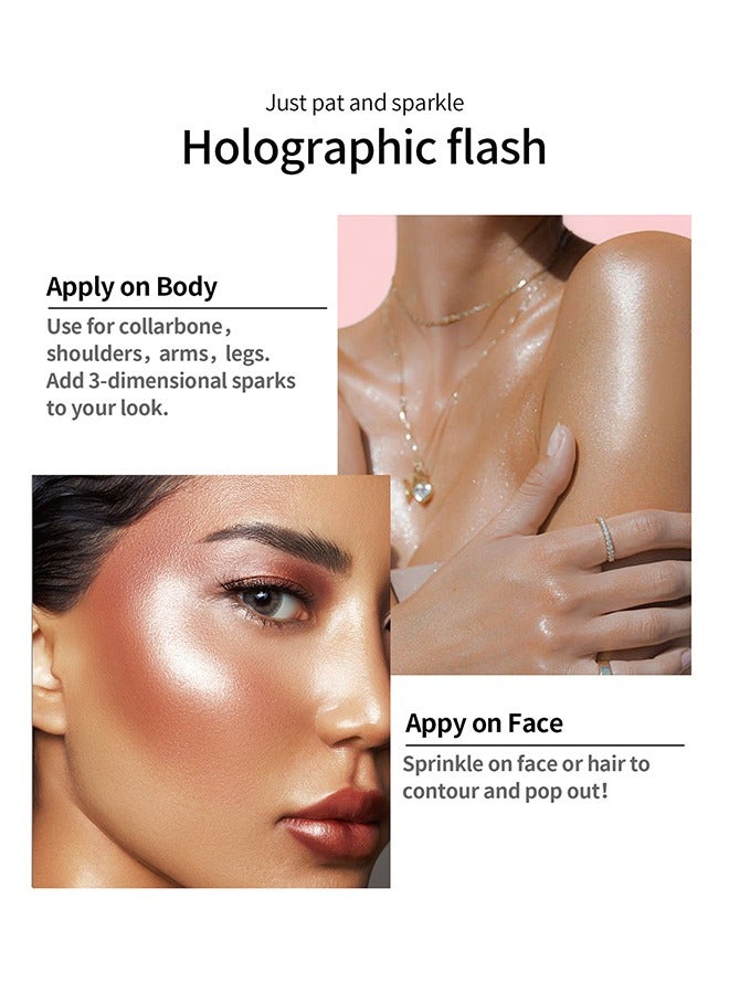 HelloKiss Smashing Starlight - Hightlighter Stick, Highlight Powder Glitter Fairy Stick Loose Powder Brush Stick Contouring Powder Shimming Powder for Eyes, Face, Body Makeup(#1) - Image 4