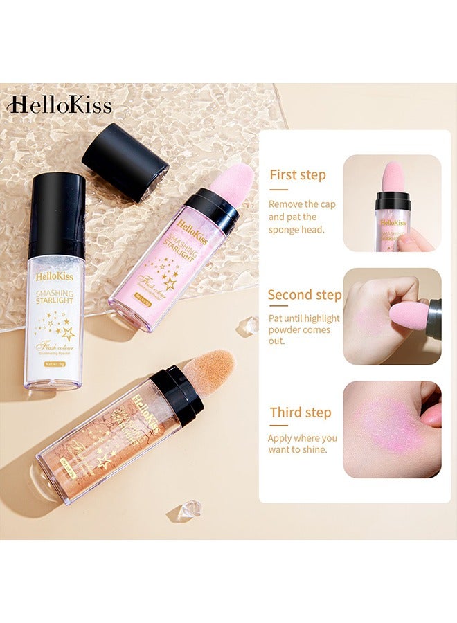 HelloKiss Smashing Starlight - Hightlighter Stick, Highlight Powder Glitter Fairy Stick Loose Powder Brush Stick Contouring Powder Shimming Powder for Eyes, Face, Body Makeup(#1) - Image 3