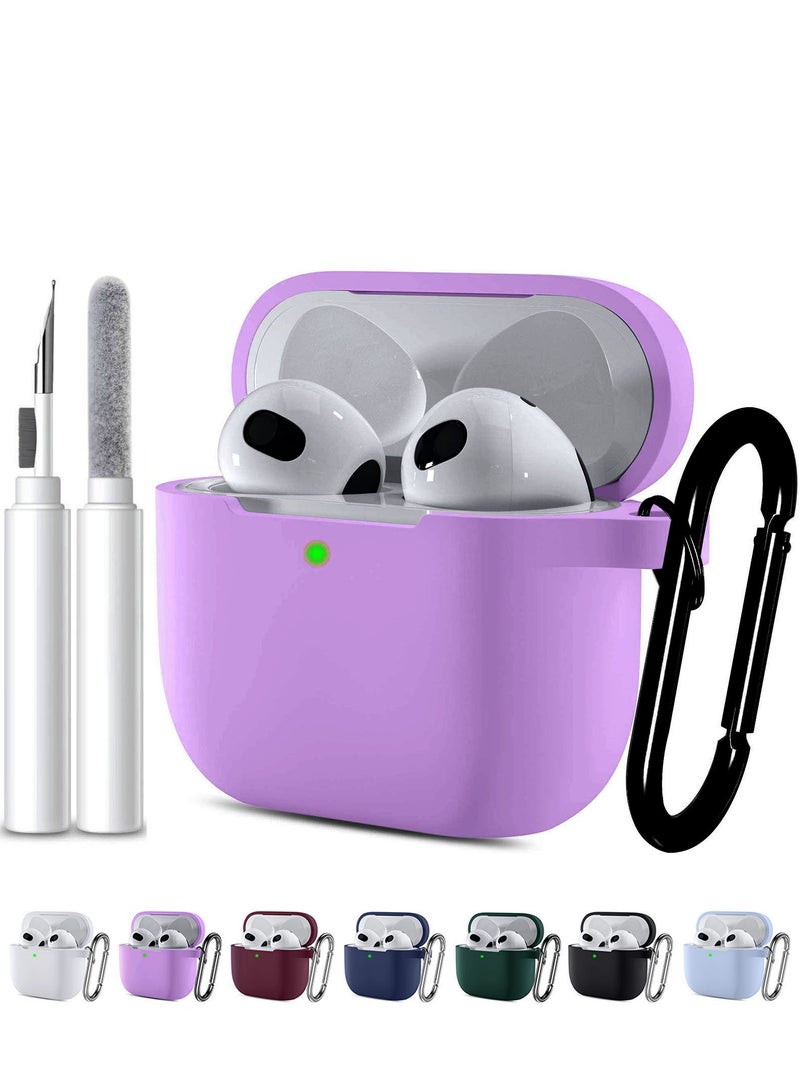 أنيوغرو تناسب الرجال والنساء airpods 4 كم واقية ، تنطبق على الجيل الرابع من airpods 2024 كم واقية التلقائي قفل أمان غطاء مع زر التبديل ، مع تنظيف كيت و الجبهة الرئيسية سلسلة الصمام مرئية الأرجواني - Image 2