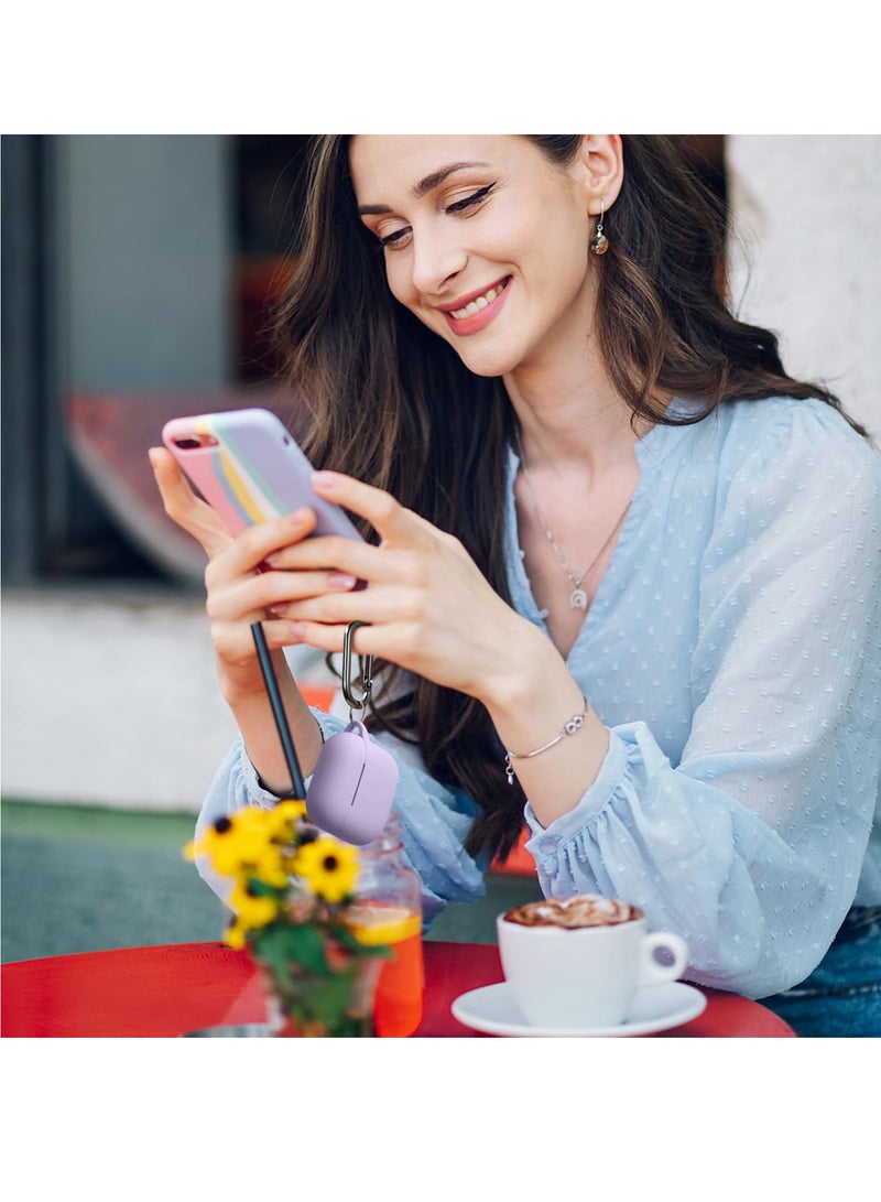 أنيوغرو تناسب الرجال والنساء airpods 4 كم واقية ، تنطبق على الجيل الرابع من airpods 2024 كم واقية التلقائي قفل أمان غطاء مع زر التبديل ، مع تنظيف كيت و الجبهة الرئيسية سلسلة الصمام مرئية الأرجواني - Image 3