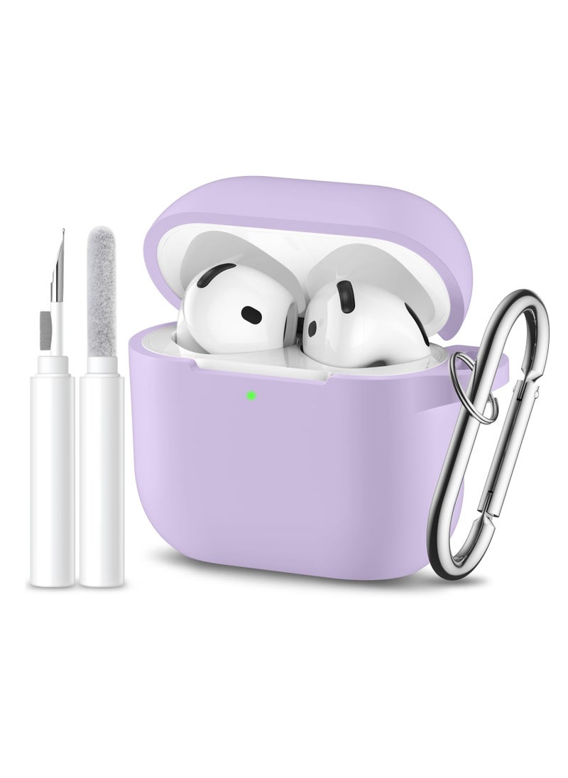 ANYOGRO - Compatible with AirPods 4 Case Cover for Women and Men, Automatic Snap Switch Security Locking Cover for Airpods 4th Generation 2024 Cases with Cleaner Kit and Keychain Front LED Visible Purple - Image 1