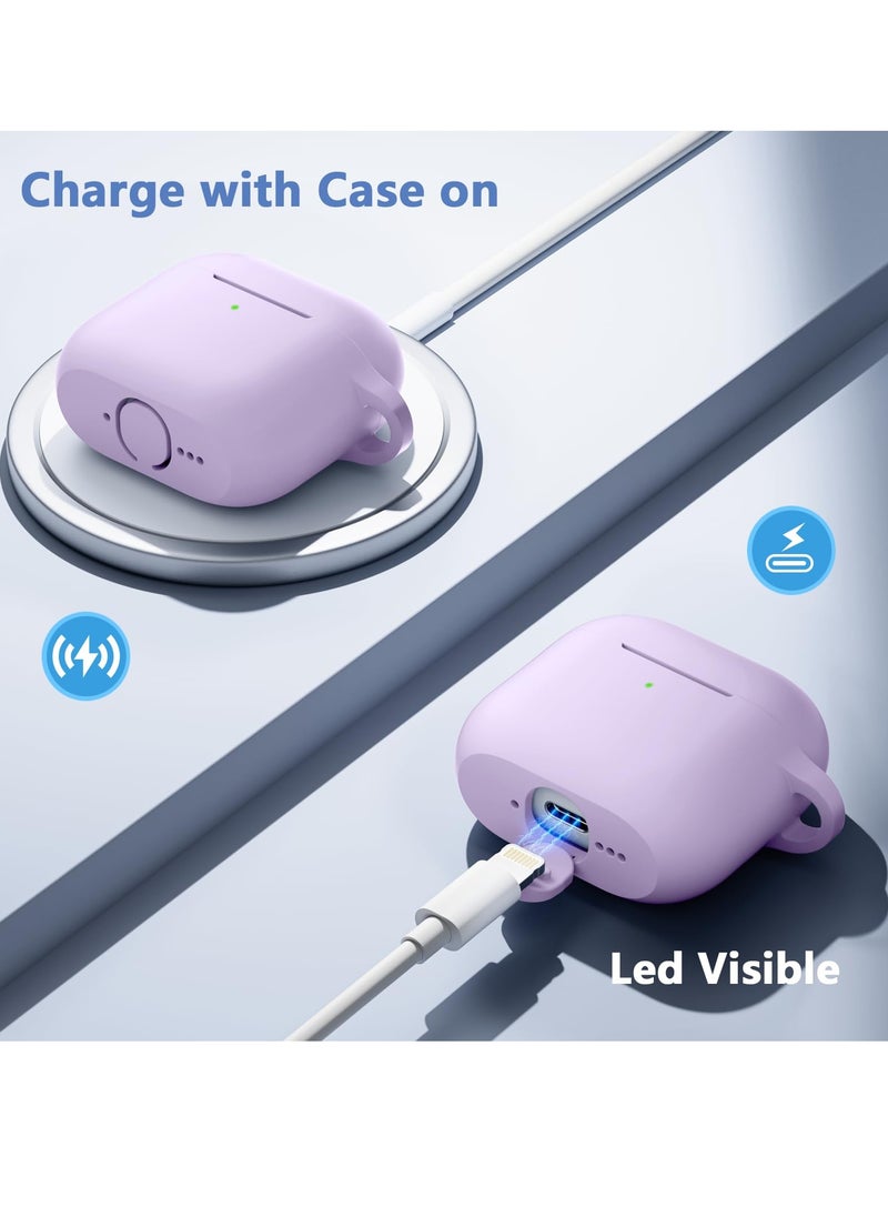 ANYOGRO - Compatible with AirPods 4 Case Cover for Women and Men, Automatic Snap Switch Security Locking Cover for Airpods 4th Generation 2024 Cases with Cleaner Kit and Keychain Front LED Visible Purple - Image 1