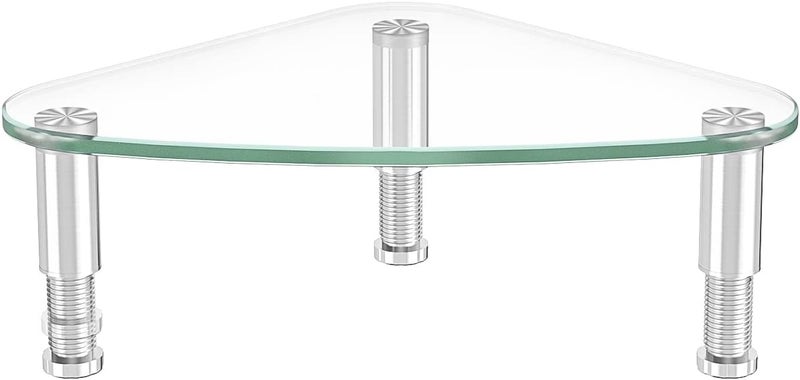 Hemudu Clear Glass Computer Monitor Riser/Triangle Desktop Universal Corner Stand for Computer Monitor & Laptop HD01T-003 - Image 1