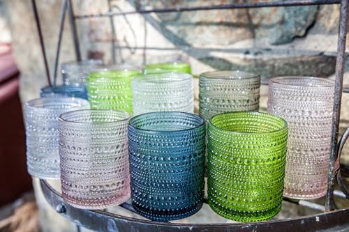 Fortessa Jupiter Beaded Hobnail Glass, 13 Ounce Iced Beverage (Set of 6), Sage Green - Image 2