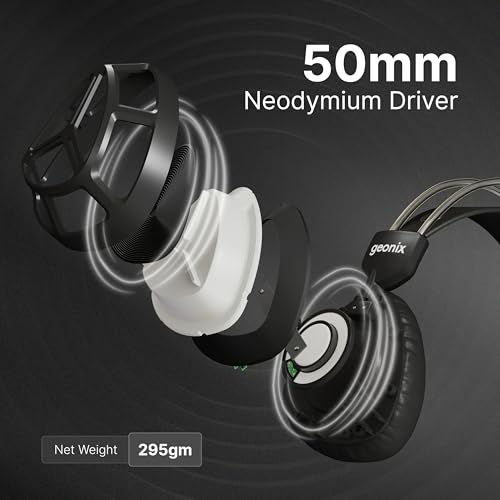 Geonix Audicle Tres Stereo Wired Gaming Over Ear Headphone with RGB Light, 50mm Neodymium Driver, 2 Mtr braided Cable, Flexible mic, Extra Soft Cushion, Suspension Headband, 3.5mm+USB Connector(Black) - Image 4