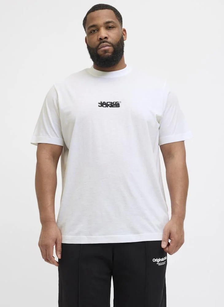 جاك اند جونز Plus Size Logo Crew Neck T-Shirt