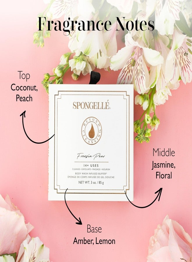 SPONGELLÉ Spongelle Freesia Pear Wild Flower Buffer Body Scrubber with Box | Bath & Shower Loofah for Women | Exfoliator with Body Wash Infused | 14+ uses - Image 3
