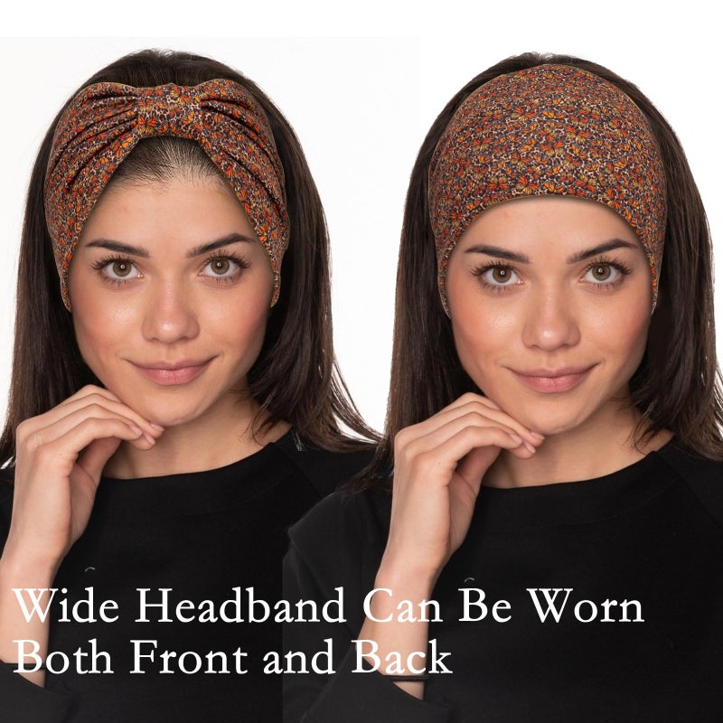 Cobahom 6Pcs Wide Headbands for Women Non Slip Soft Fabric Hair Wrap Boho Head Bands Elastic Sport Hair Bands for Workout Yoga Running (Butterfly Pattern) - Image 5